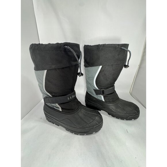 L.L. Bean Kids Size 5 Winter Boots Black & Gray Waterproof Insulated Snow - Picture 7 of 16